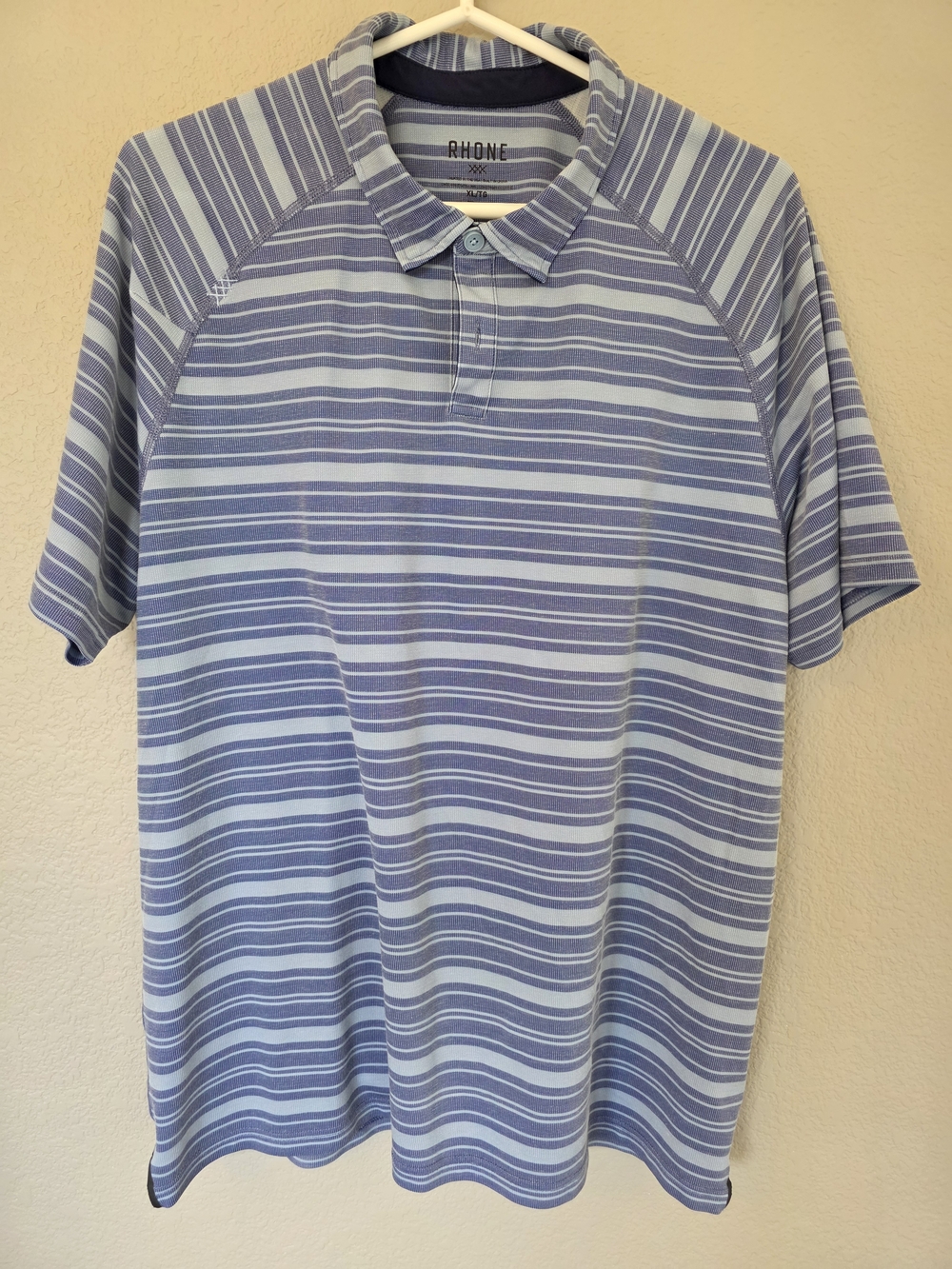 Rhone Men's Blue Striped Polo Shirt XLarge